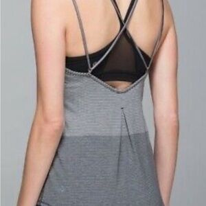 LULULEMON Breezy Strappy Back Tank Top Gray Stripe No Size Tag - Small